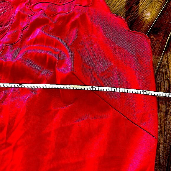 ❤️💋NWOT RED Slip Nightgown.Lace front&ShoulderStraps.Slit bothSides.Midi.M/L🌺 - Picture 9 of 12